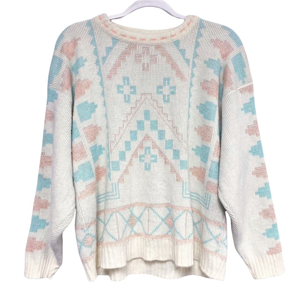 Vintage Glamour Knit Womens Pastel Fairy Kei Shimmer Thread Knit Sweater